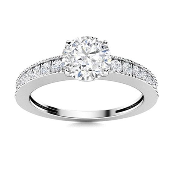 AVDAN 5mm Round Shape Moissanite Diamond 925 Sterling Silver Solitaire Accents Women Promise Ring