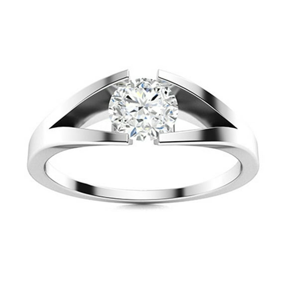 AVDAN 5mm Round Shape Moissanite Diamond 925 Sterling Silver Split Shank Women Gifts Ring
