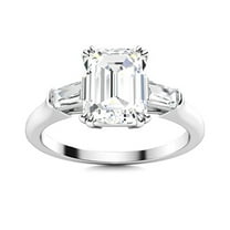 AVDAN 7X5 mm Radiant Cut Moissanite Diamond Side Stone Baguette 925 Sterling Silver Women Ring