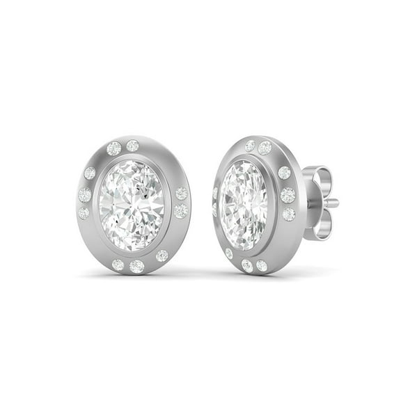 AVDAN 7x5 mm Oval Moissanite Diamond 925 Sterling Silver Solitaire Women Stud Earrings