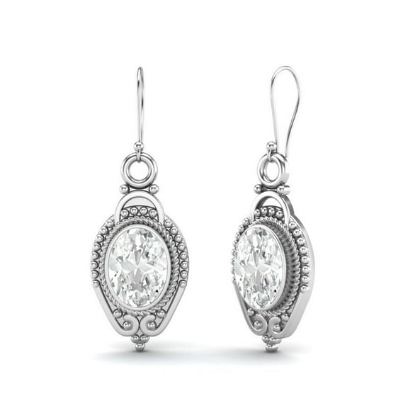 AVDAN 7x5mm Oval Moissanite Diamond 925 Sterling Silver Dangle Women Earrings