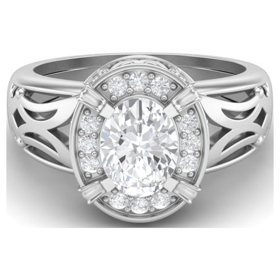 AVDAN 8x6mm Oval Moissanite Diamond 925 Sterling Silver Filigree Celtic Women Ring