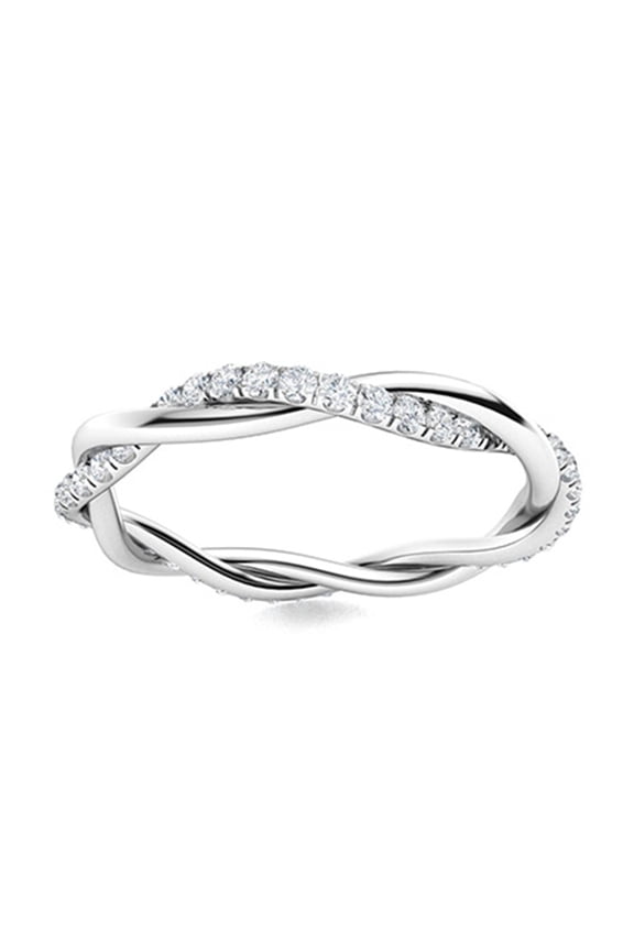 925 Sterling Silver Infinity Micro Pave Moissanite Diamond Stackable Wedding Ring