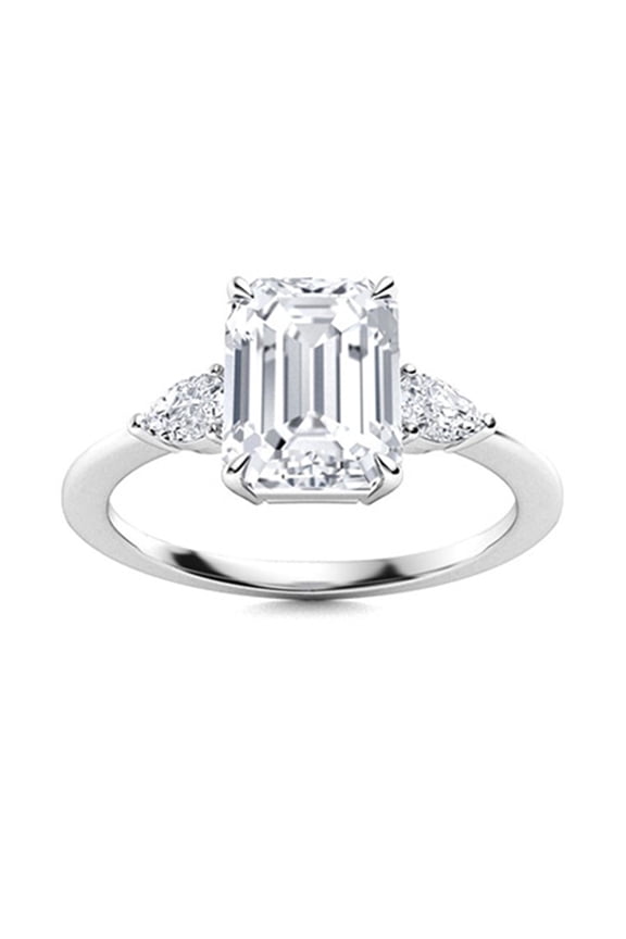 Solitaire 7X5 mm Radiant Cut Moissanite Diamond 925 Sterling Silver Three Stone Women Ring