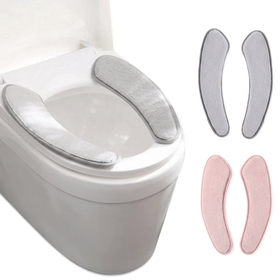 AVDDVZAR 2 Pack Thick Warm Toilet Seat Cushion Covers, Washable Reusable Toilet Seat Mats with TPR Adhesive, Double Flap Bathroom Protective Covers
