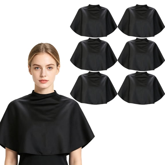 AVDDVZAR 6Pcs Black Waterproof Hair Dye Cape, 34.2" L x 28.7" W Protective Salon Cape For Home Hair Coloring Use