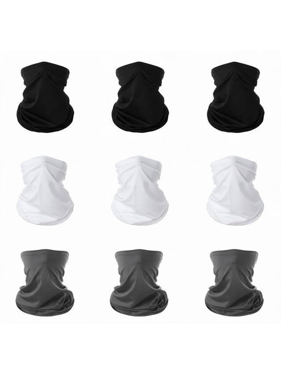 9 Pack Cooling Breathable Neck Gaiter, UV Protection Elastic Face Cover Bandana Multi Wear Headband for Outdoor Sports