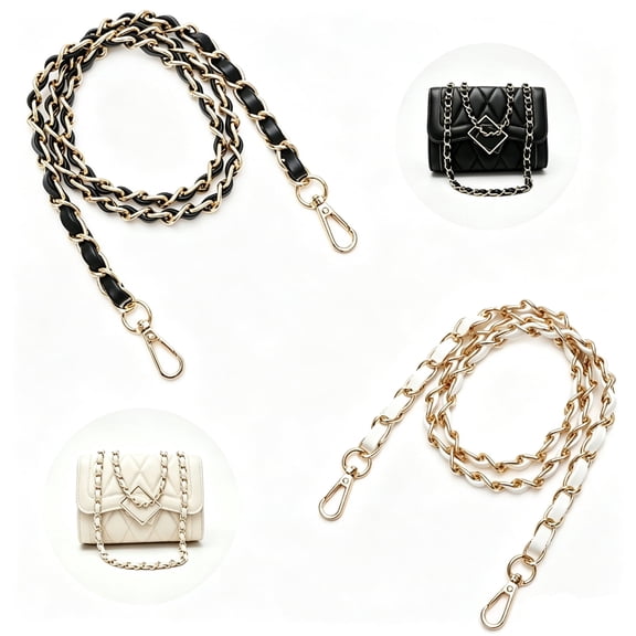 AVDDVZAR 2pcs 47 Inch Purse Chain Strap, Metal Buckle Crossbody Bag Replacement Strap, Adjustable Handbag Shoulder Strap, DIY Bag Making Accessories