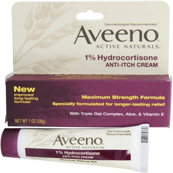 AVEENO Active Naturals 1% Hydrocortisone Anti-Itch Cream 1 oz ( Pack of 6)
