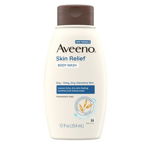 AVEENO Active Naturals Skin Relief Body Wash Fragrance Free 12 oz (Pack of 2)
