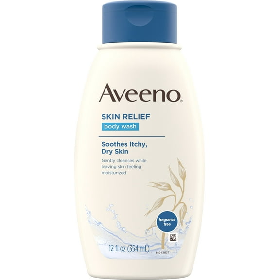 AVEENO Active Naturals Skin Relief Body Wash Fragrance Free 12 oz (Pack of 4)