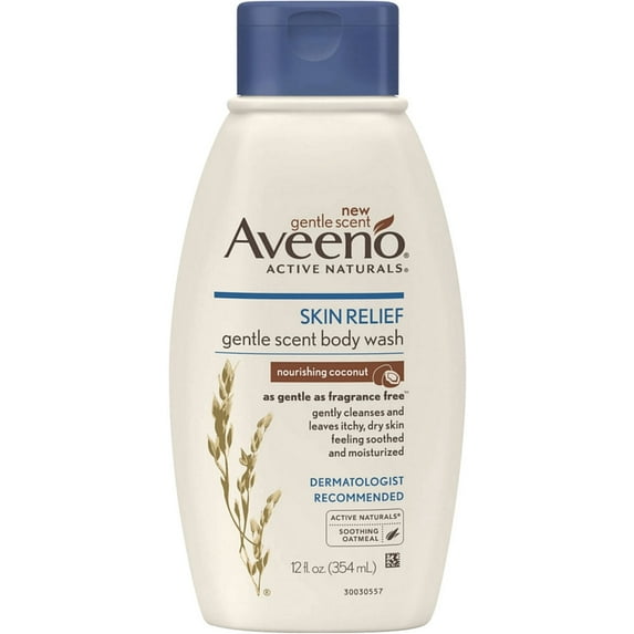AVEENO Active Naturals Skin Relief Gentle Scent Body Wash, Nourishing Coconut 12 oz (Pack of 6)