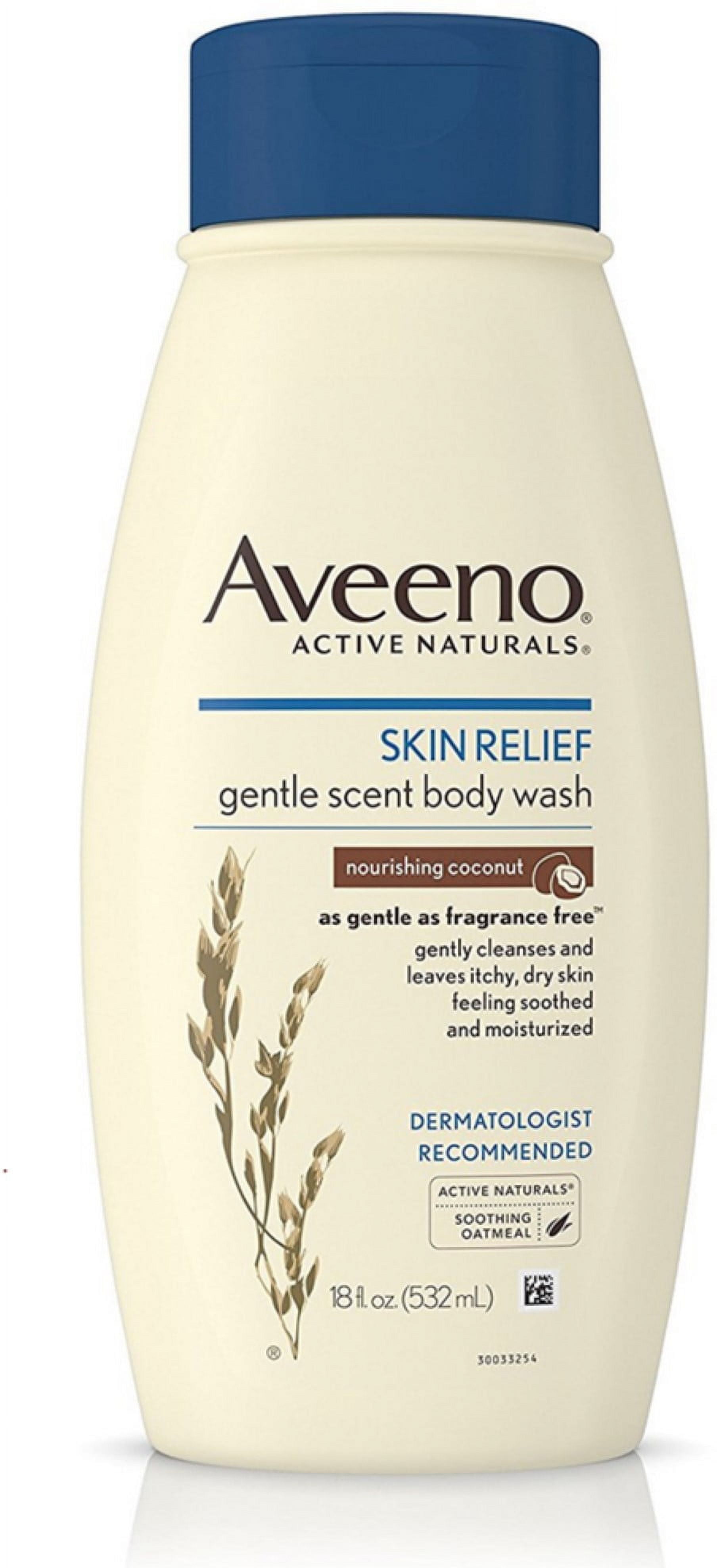 Aveeno Skin Relief Gentle Scent Body Wash Nourishing Coconut 18 fl oz product package