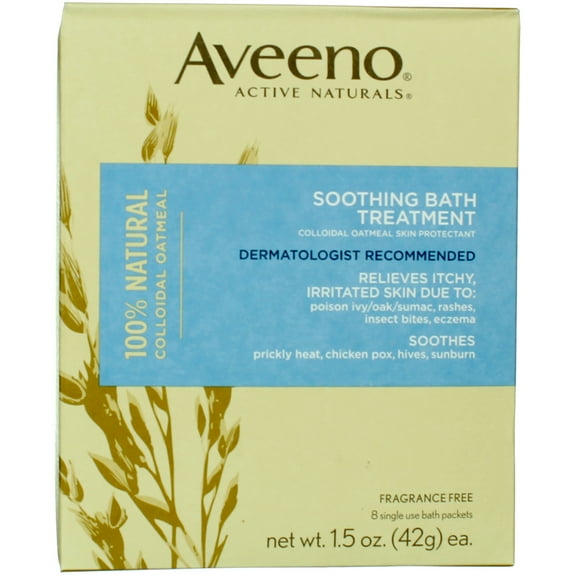 Aveeno Active Naturals Soothing Bath Treatment Packets, Fragrance Free, 1.5 oz, 8 Ct (3 Pack) (Bundle)