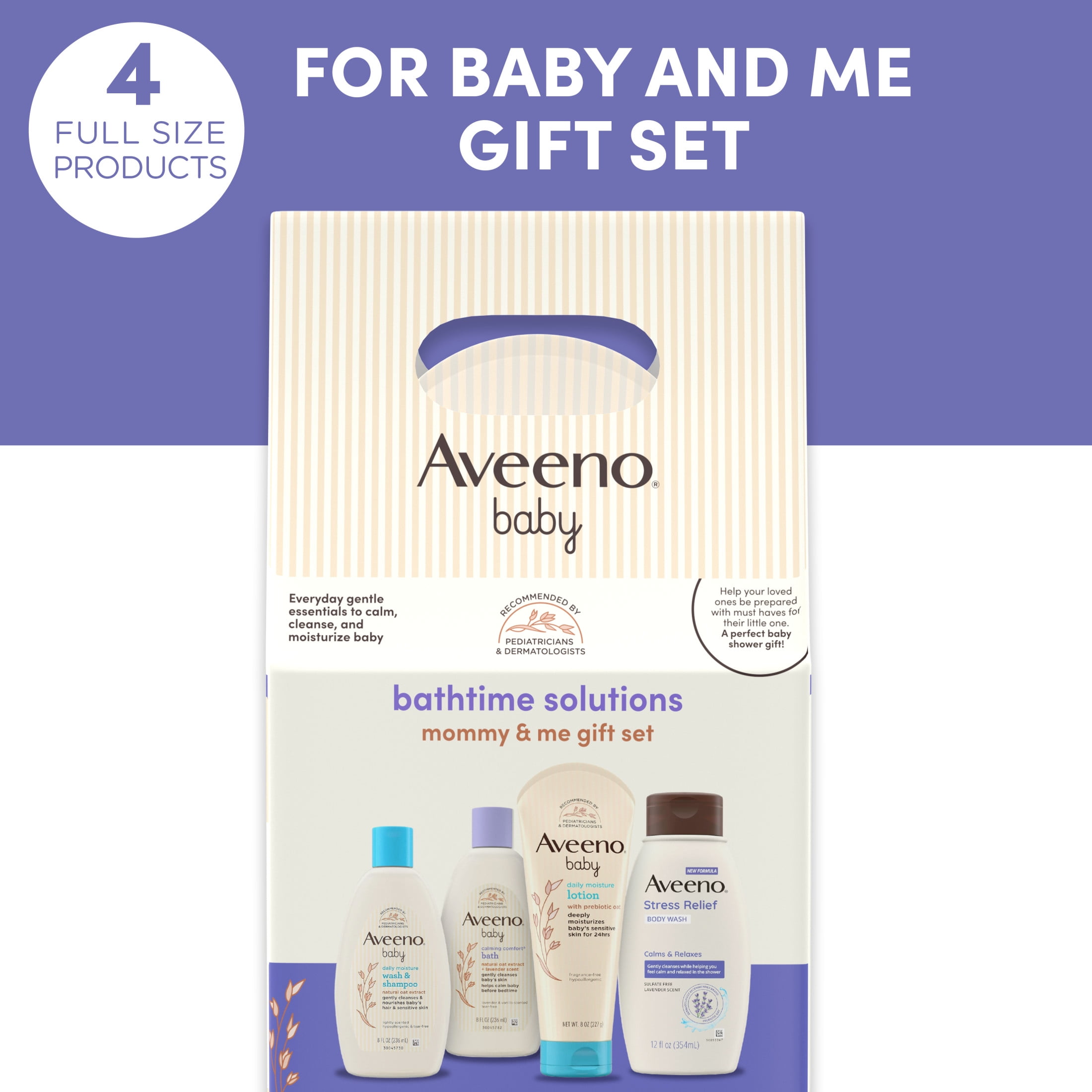 Aveeno Baby Bathtime Solutions Mommy & Me Gift Set, Oat, 4 items