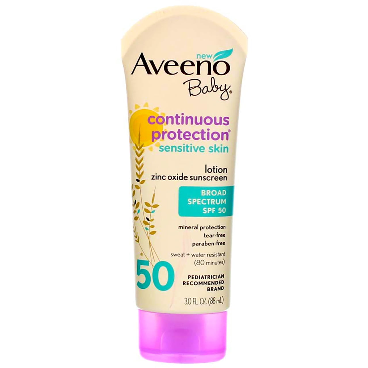 Aveeno Baby Continuous Protection Sensitive Skin Lotion Zinc Oxide  Sunscreen, Broad Spectrum Spf 50 - 3 Fl Oz : Target