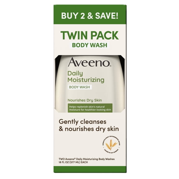 Aveeno Daily Moisturizing Body Wash for Sensitive Skin, 2 x 18 fl. oz
