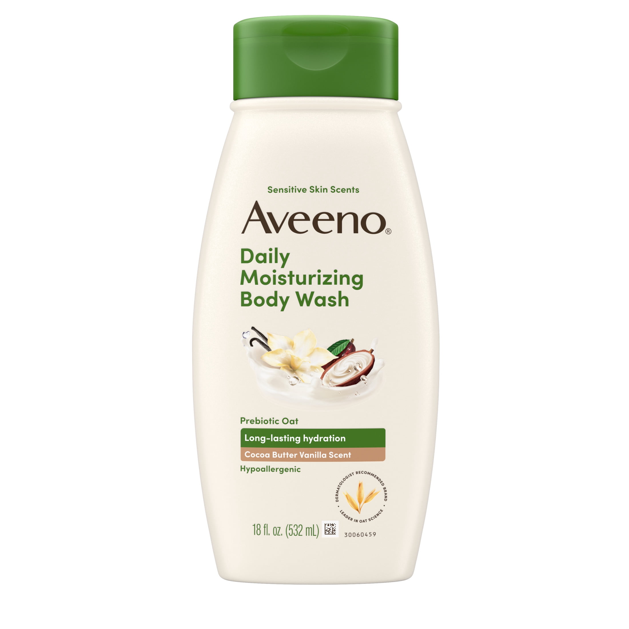 Aveeno Daily Moisturizing Body Wash, Cocoa Butter Vanilla Scent, 18 fl. oz