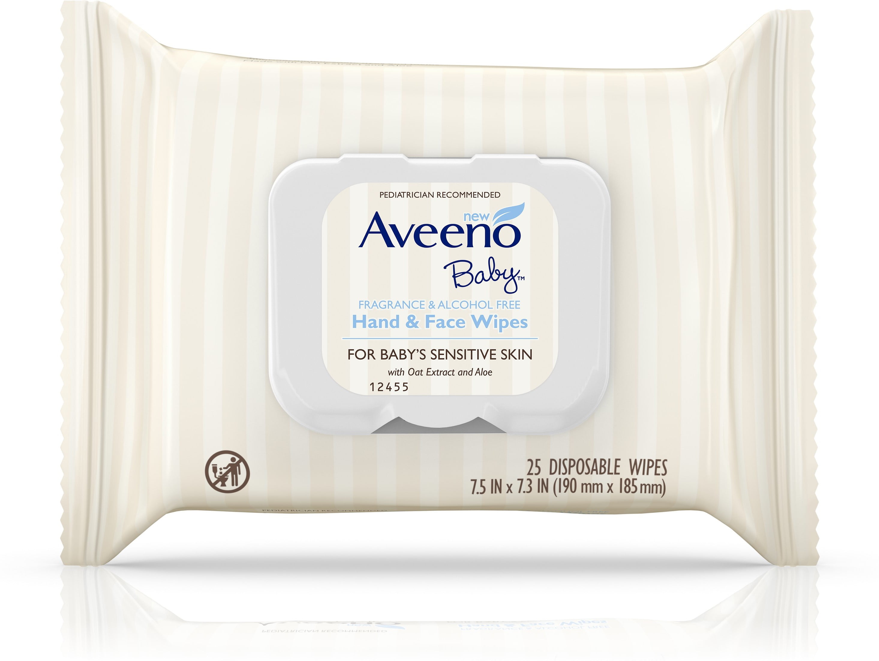 AVEENO Hand & Face Baby Wipes with Oat Extract 25 ea (Pack of 6)