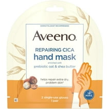 AVEENO Repairing CICA Hand Mask with Prebiotic Oat and Shea Butter for Extra Dry Skin, Paraben-Free and Fragran (Pack of 2)