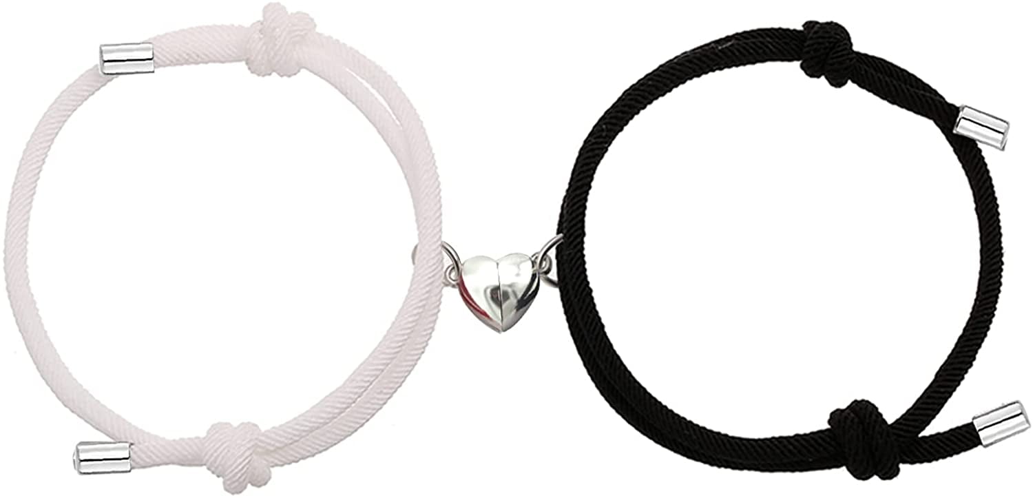 2pcs Couples Bracelet Sun & Moon Heart Charm Magnetic 