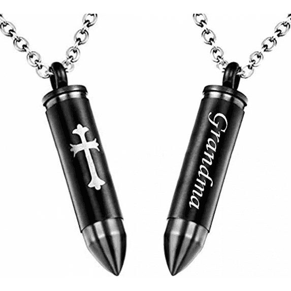AVEKI Celtic Cross Bullet Urn Necklaces for Ashes Cremation Jewelry Keepsake Memorial Pendant, Grandma