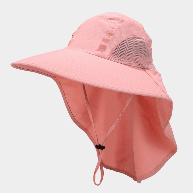AVEKI Fishing Hat with Neck Flap, Sun Protection Hiking Hat for Men Women  Safari Cap, Sun Hat Gardening Beach, Pink-4