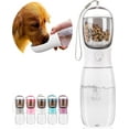 thumbnail image 1 of AVELORA Portable Dog Water Bottle with Food Container, 19 oz Pink Plastic Pet Water Bottle, 1 of 7