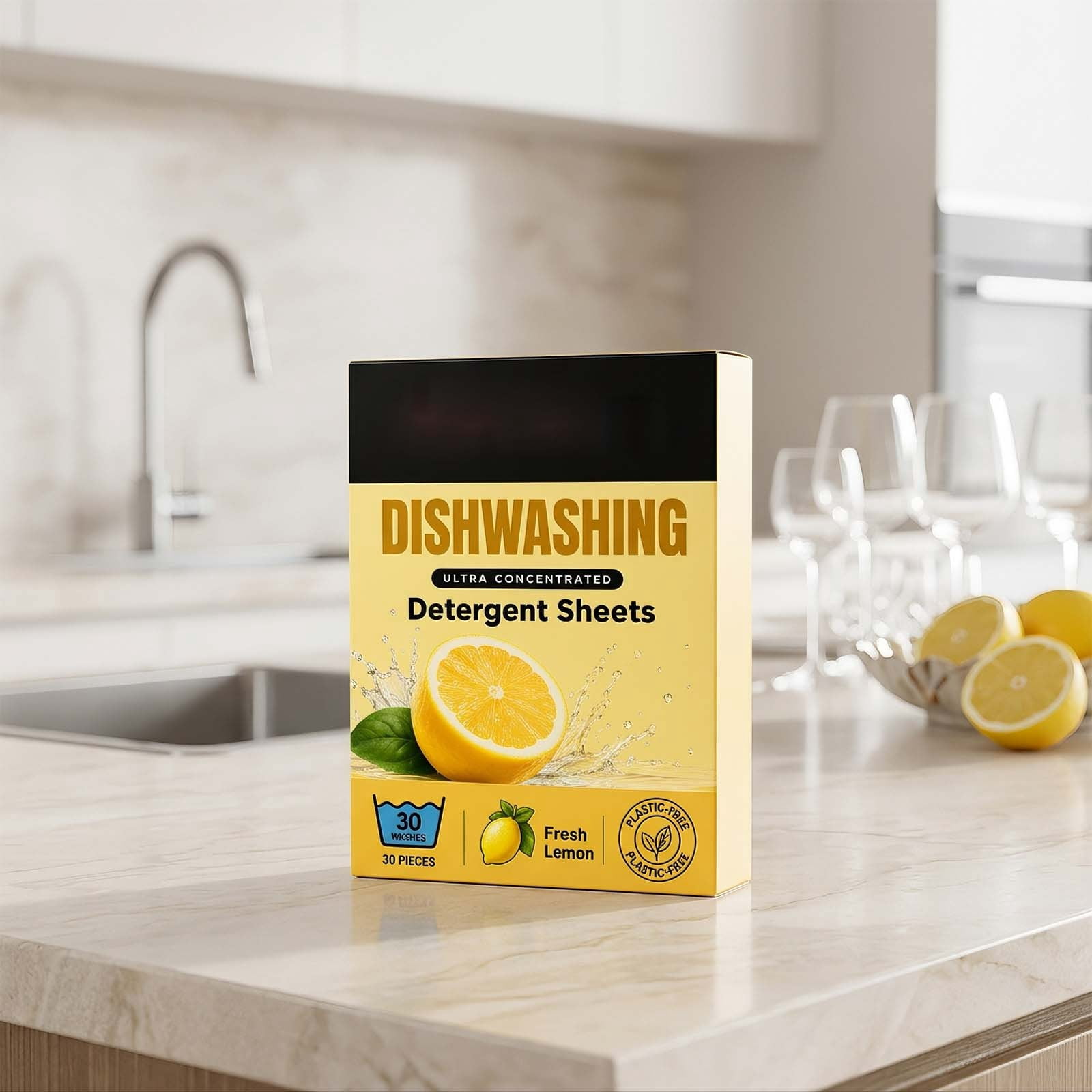 Kicthen Clean Signs AVELORIA Dishwasher Detergent Sheets 30 Count Lemon Scent Concentrated ...