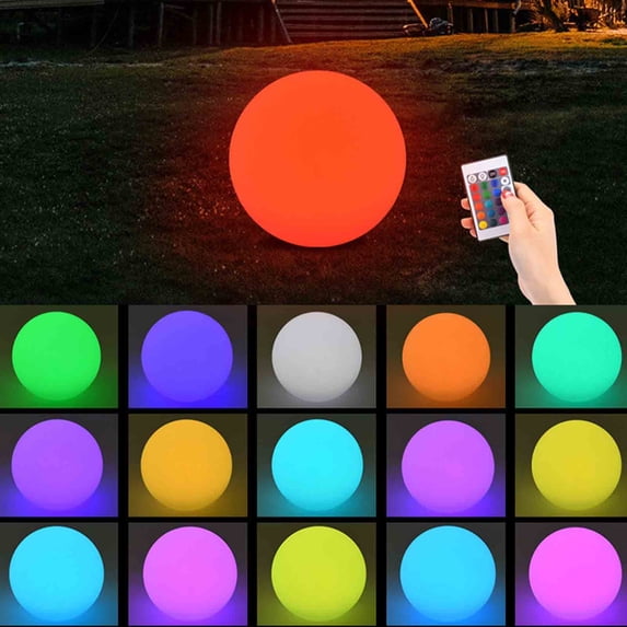 AVELORIA Solar Powered Sphere Outdoor Landscape Light Remote Control ...