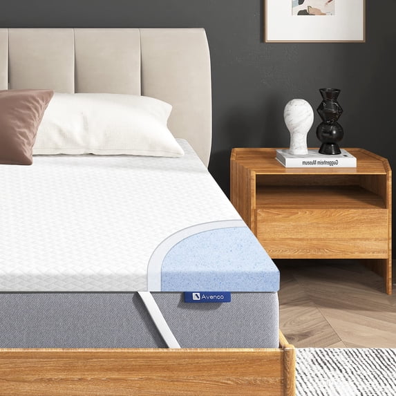 AVENCO MATTRESS TOPPER FULL SIZE BED 4 INCH MATTRESS FOAM REMOVABLE COVER WHITE