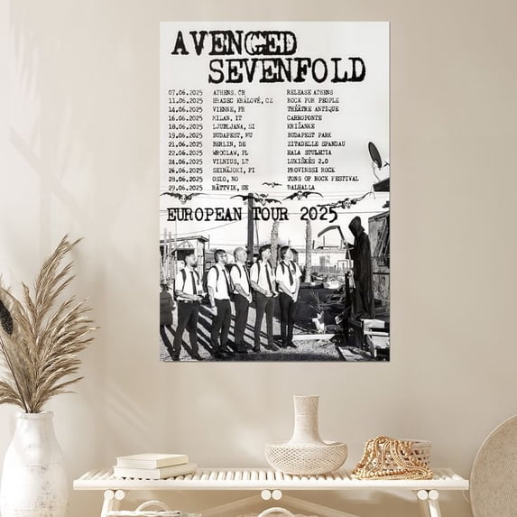 AVENGED SEVENFOLD European Tour 2025 Poster - Wall Decor Size 24''x36'' - Postora