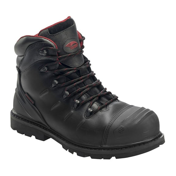 AVENGER 6" Leather Carbon Nanofiber Comp Toe Waterproof Puncture Resistant EH Slip Resistant Boot, Color: Black, Size: 9, Width: W (A7547-W-9)