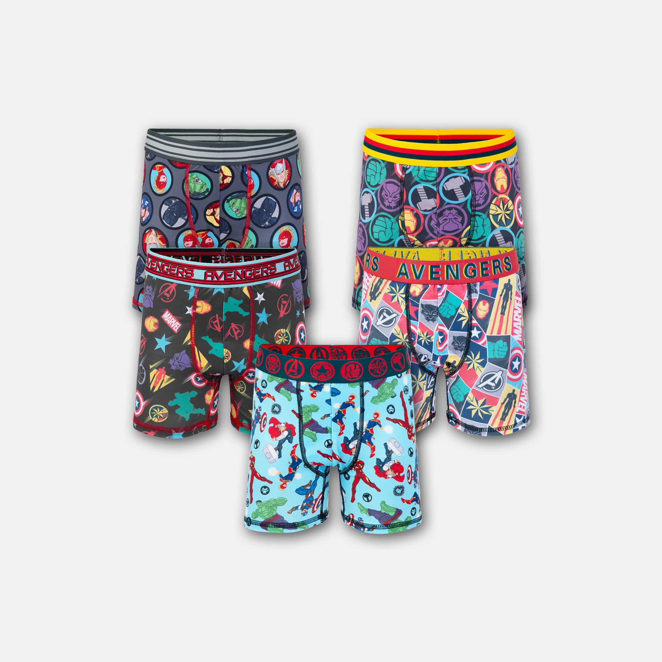 Avengers Boys Athletic Boxer Brief Underpants Character Underwear, 5-pack, Sizes XS to M