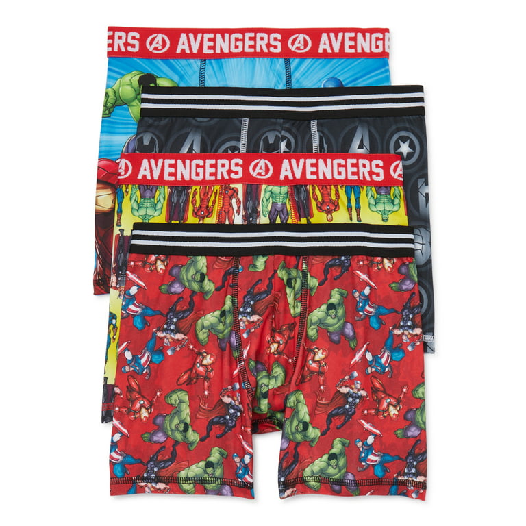 AVENGERS Youth Boy's All Over Print 4 Pack Boxer Briefs, XS-XL