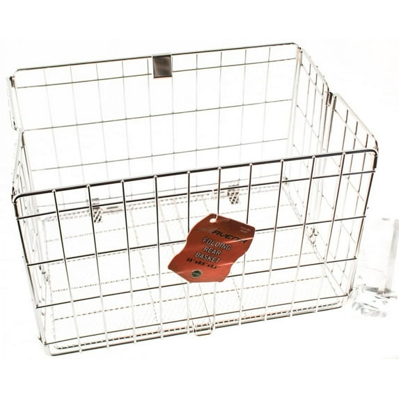 AVENIR Folding Rear Basket Bike Silver Steel Collapsible Rack Mount Bicycle NEW