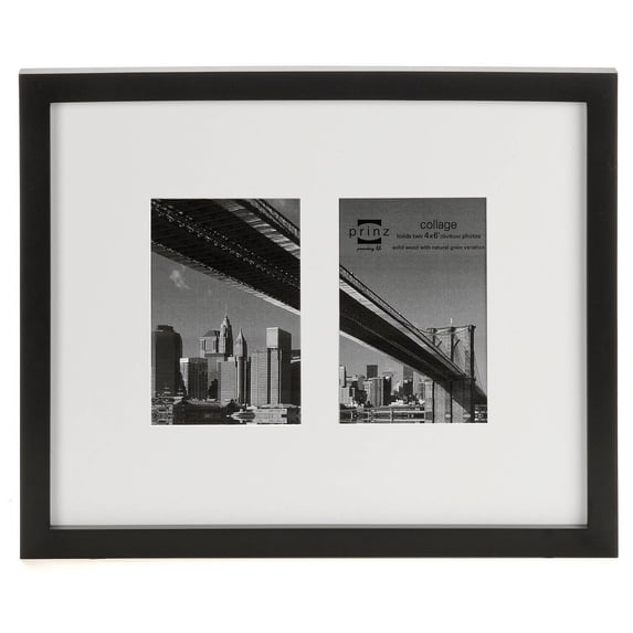 AVENIR STANDARD Black pine gallery frame with Double-Opening white mat by Prinz - 4x6