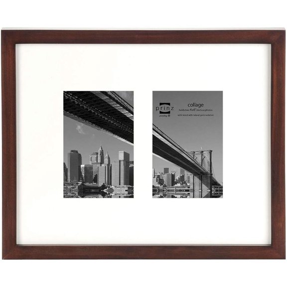 AVENIR STANDARD Espresso pine gallery frame with Double-Opening white mat by Prinz - 4x6