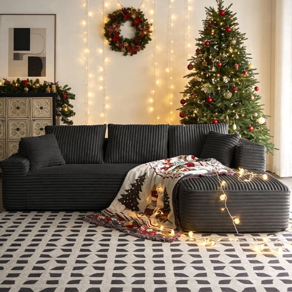 AVENIX 105''Boneless Modular Cloud Sectional Sofa, L-Shape Couch with Soft Corduroy Upholstery & Deep Seat, No Assembly Required for Living Room & Apartment