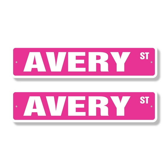 AVERY Classic Street Sign (2 Pack) Childrens Name Room Sign Road Sign | 6" X 24" Plastic Address Sign