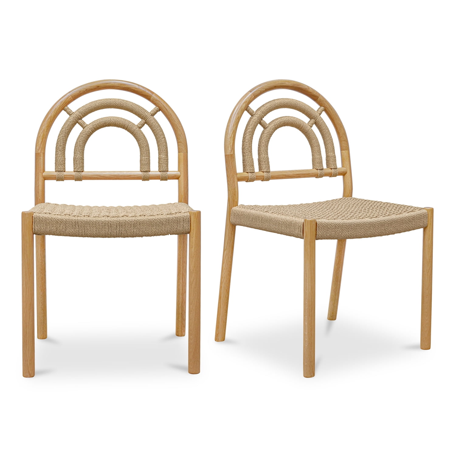 Natural Oak and Cane Arched Back Dining Chair Set