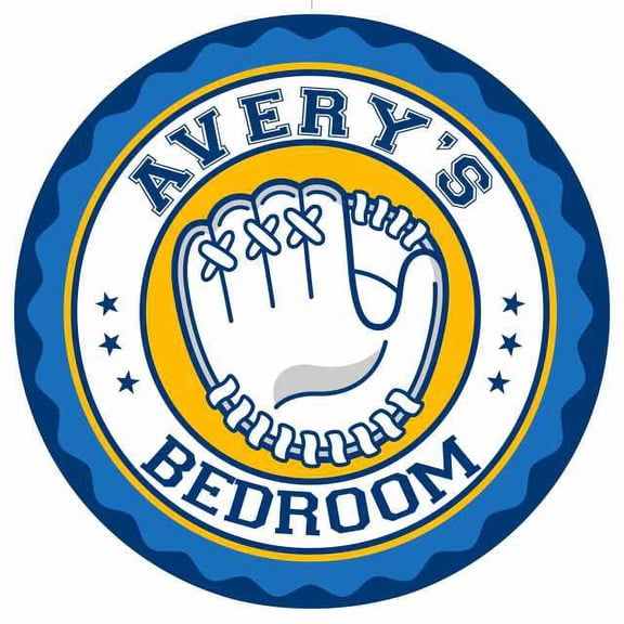 AVERY'S Baseball Glove Bedroom 14" Round Metal Sign Boys Room 100140029213