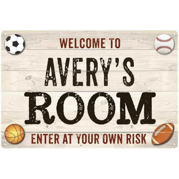 AVERY'S Room Kids Bedroom Sign Boy's 8x12 Metal 208120090216