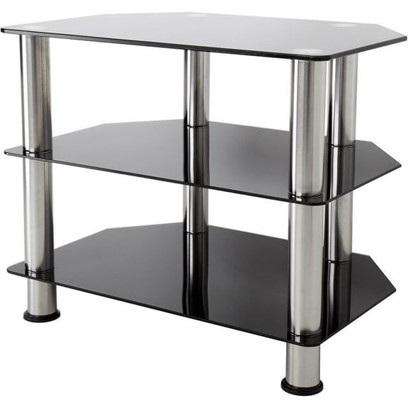 AVF Transitional Steel and Glass TV Stand for up to 32" TVs in Black/Chrome