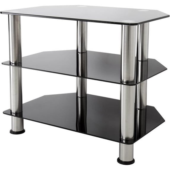 AVF Transitional Steel and Glass TV Stand for up to 32" TVs in Black/Chrome