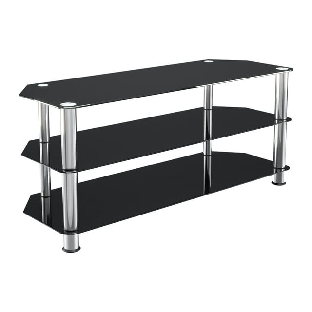 "AVF Group Black Entertainment Center Corner Glass TV Stand for Up to