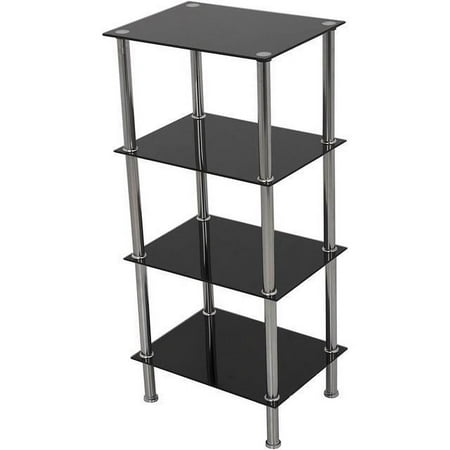 AVF S44-A Small 4-Shelf Unit, Black Glass and Chrome