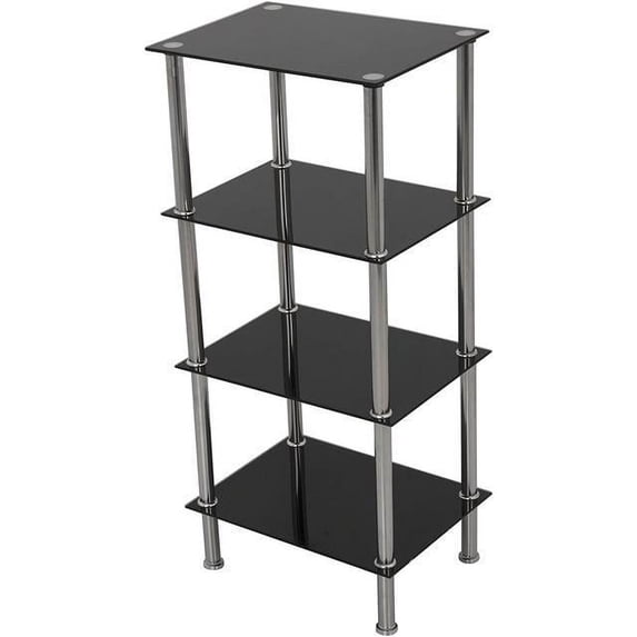 AVF S44-A Small 4-Shelf Unit, Black Glass and Chrome