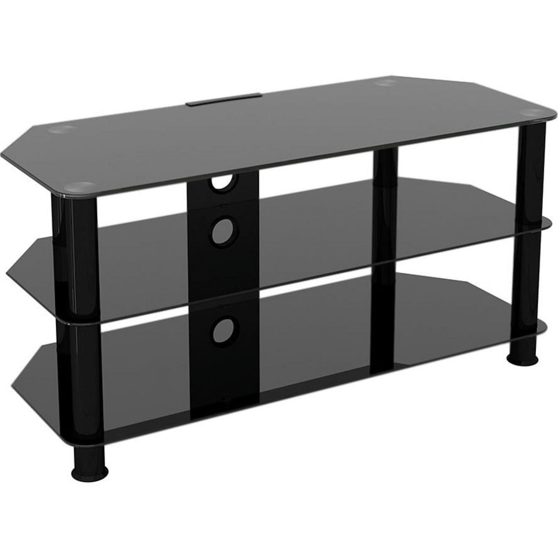 Sleek Black Stainless Steel & Tempered Glass Corner TV Stand