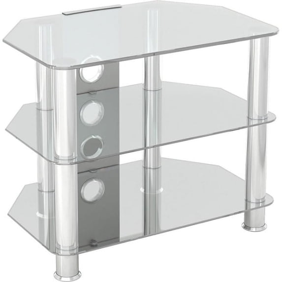 AVF Steel TV Stand with Cable Management for up to 32" TVs in Clear/Chrome